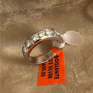 Men’s Moissanite Diamond Silver Band